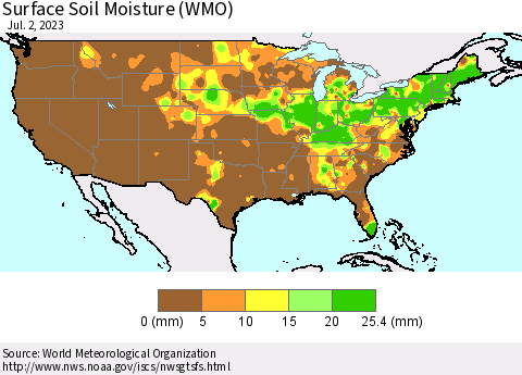United States Surface Soil Moisture (WMO) Thematic Map For 6/26/2023 - 7/2/2023
