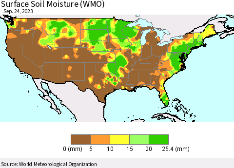 United States Surface Soil Moisture (WMO) Thematic Map For 9/18/2023 - 9/24/2023