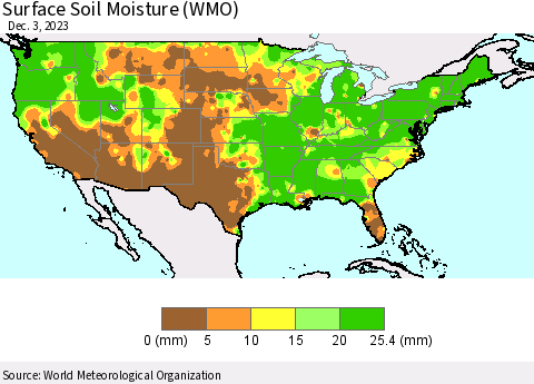 United States Surface Soil Moisture (WMO) Thematic Map For 11/27/2023 - 12/3/2023