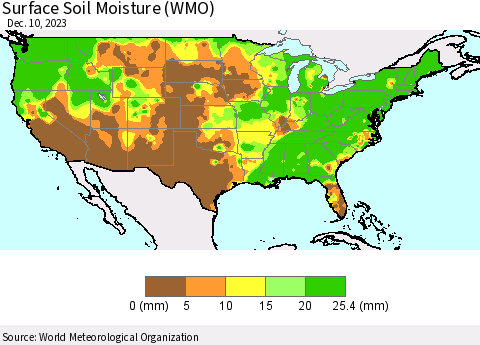 United States Surface Soil Moisture (WMO) Thematic Map For 12/4/2023 - 12/10/2023