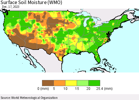 United States Surface Soil Moisture (WMO) Thematic Map For 12/11/2023 - 12/17/2023