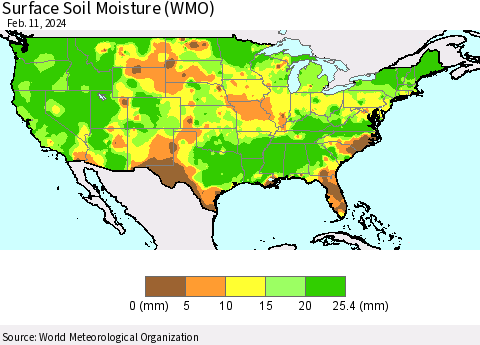 United States Surface Soil Moisture (WMO) Thematic Map For 2/5/2024 - 2/11/2024