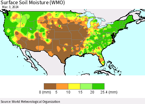 United States Surface Soil Moisture (WMO) Thematic Map For 2/26/2024 - 3/3/2024
