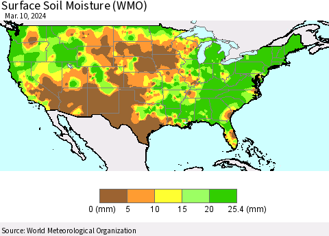 United States Surface Soil Moisture (WMO) Thematic Map For 3/4/2024 - 3/10/2024