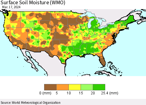 United States Surface Soil Moisture (WMO) Thematic Map For 3/11/2024 - 3/17/2024