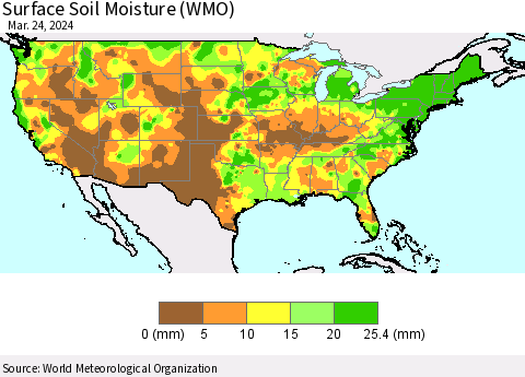 United States Surface Soil Moisture (WMO) Thematic Map For 3/18/2024 - 3/24/2024