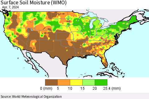 United States Surface Soil Moisture (WMO) Thematic Map For 4/1/2024 - 4/7/2024