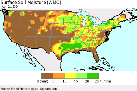 United States Surface Soil Moisture (WMO) Thematic Map For 4/15/2024 - 4/21/2024