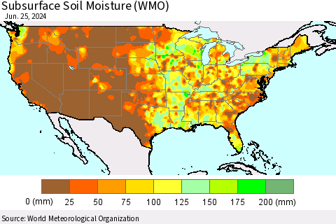 United States Subsurface Soil Moisture (WMO) Thematic Map For 6/21/2024 - 6/25/2024