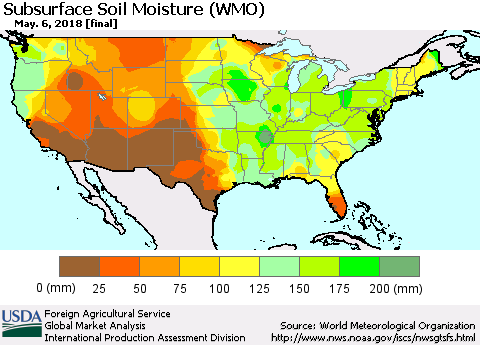 United States Subsurface Soil Moisture (WMO) Thematic Map For 4/30/2018 - 5/6/2018