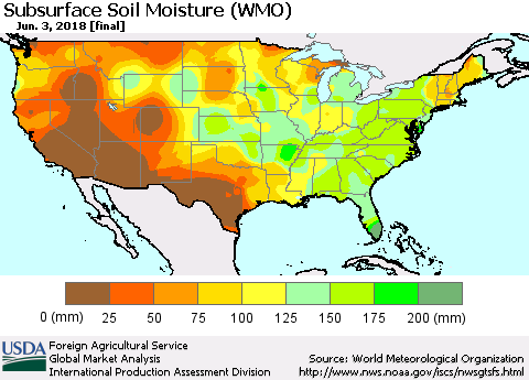 United States Subsurface Soil Moisture (WMO) Thematic Map For 5/28/2018 - 6/3/2018
