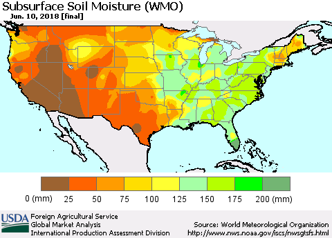 United States Subsurface Soil Moisture (WMO) Thematic Map For 6/4/2018 - 6/10/2018