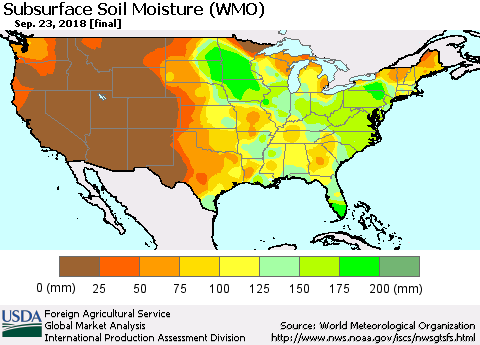 United States Subsurface Soil Moisture (WMO) Thematic Map For 9/17/2018 - 9/23/2018
