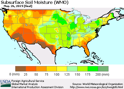 United States Subsurface Soil Moisture (WMO) Thematic Map For 5/20/2019 - 5/26/2019