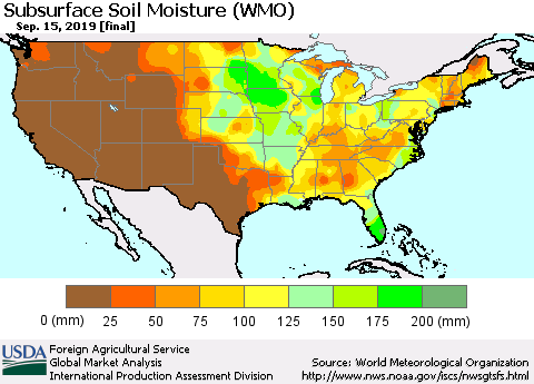 United States Subsurface Soil Moisture (WMO) Thematic Map For 9/9/2019 - 9/15/2019