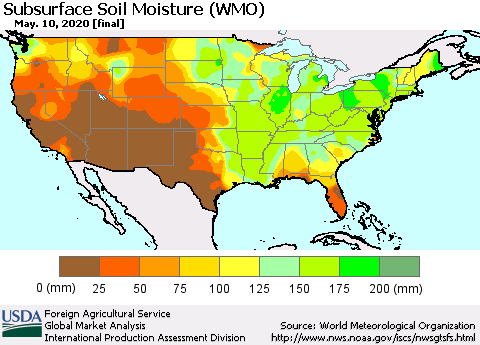 United States Subsurface Soil Moisture (WMO) Thematic Map For 5/4/2020 - 5/10/2020