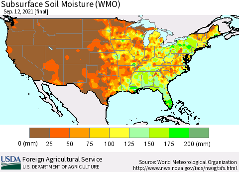United States Subsurface Soil Moisture (WMO) Thematic Map For 9/6/2021 - 9/12/2021