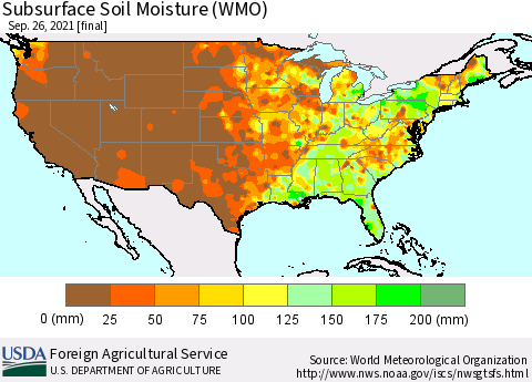 United States Subsurface Soil Moisture (WMO) Thematic Map For 9/20/2021 - 9/26/2021