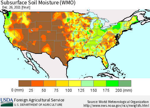 United States Subsurface Soil Moisture (WMO) Thematic Map For 12/20/2021 - 12/26/2021