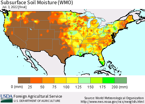 United States Subsurface Soil Moisture (WMO) Thematic Map For 6/27/2022 - 7/3/2022