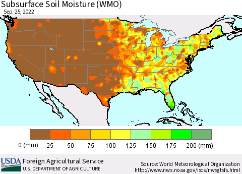 United States Subsurface Soil Moisture (WMO) Thematic Map For 9/19/2022 - 9/25/2022