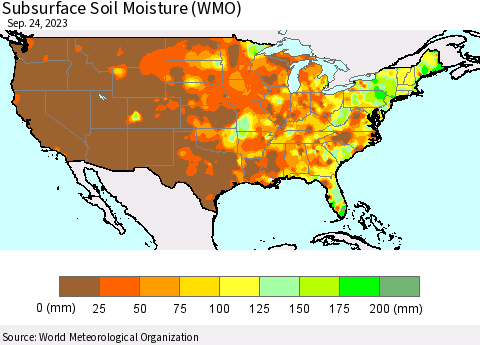 United States Subsurface Soil Moisture (WMO) Thematic Map For 9/18/2023 - 9/24/2023
