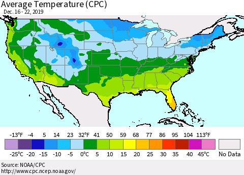 United States Average Temperature (CPC) Thematic Map For 12/16/2019 - 12/22/2019