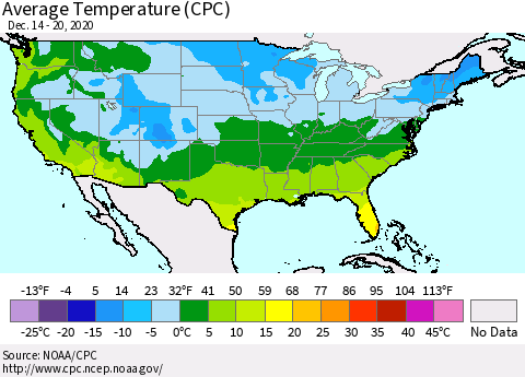 United States Average Temperature (CPC) Thematic Map For 12/14/2020 - 12/20/2020