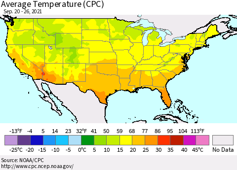 United States Average Temperature (CPC) Thematic Map For 9/20/2021 - 9/26/2021
