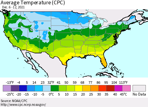 United States Average Temperature (CPC) Thematic Map For 12/6/2021 - 12/12/2021