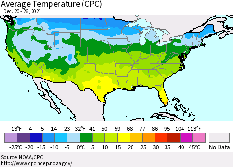 United States Average Temperature (CPC) Thematic Map For 12/20/2021 - 12/26/2021