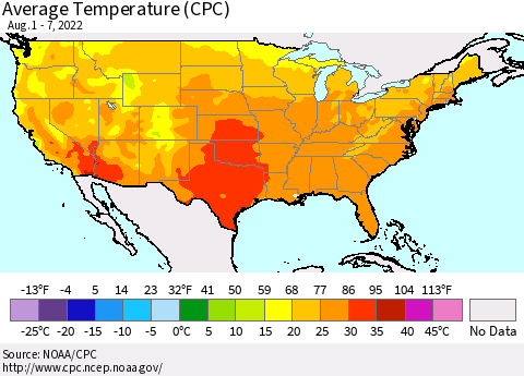 United States Average Temperature (CPC) Thematic Map For 8/1/2022 - 8/7/2022