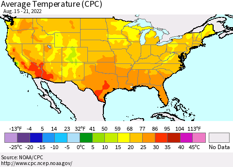 United States Average Temperature (CPC) Thematic Map For 8/15/2022 - 8/21/2022