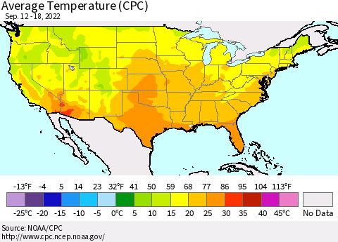 United States Average Temperature (CPC) Thematic Map For 9/12/2022 - 9/18/2022
