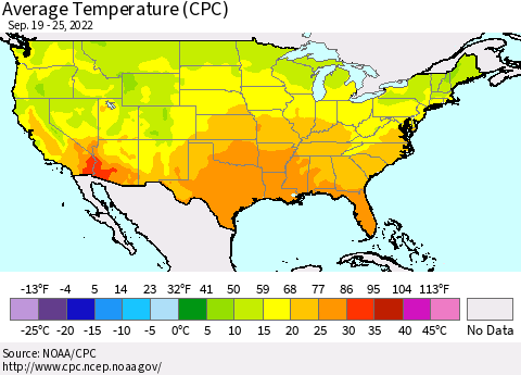 United States Average Temperature (CPC) Thematic Map For 9/19/2022 - 9/25/2022