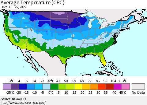 United States Average Temperature (CPC) Thematic Map For 12/19/2022 - 12/25/2022