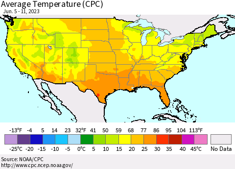 United States Average Temperature (CPC) Thematic Map For 6/5/2023 - 6/11/2023