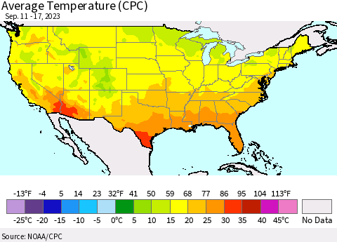 United States Average Temperature (CPC) Thematic Map For 9/11/2023 - 9/17/2023