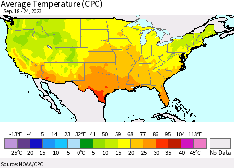 United States Average Temperature (CPC) Thematic Map For 9/18/2023 - 9/24/2023