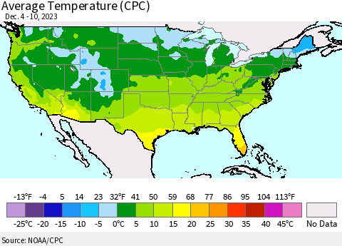 United States Average Temperature (CPC) Thematic Map For 12/4/2023 - 12/10/2023