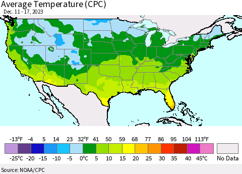 United States Average Temperature (CPC) Thematic Map For 12/11/2023 - 12/17/2023