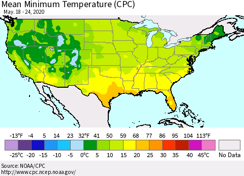 United States Minimum Temperature (CPC) Thematic Map For 5/18/2020 - 5/24/2020