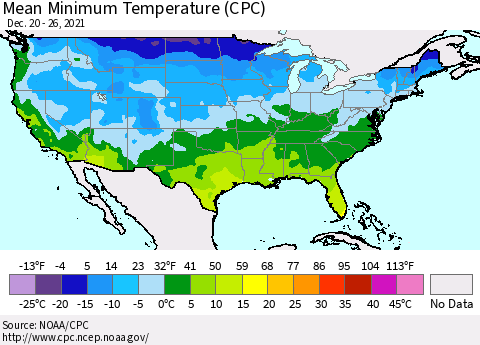 United States Minimum Temperature (CPC) Thematic Map For 12/20/2021 - 12/26/2021