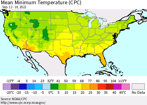United States Minimum Temperature (CPC) Thematic Map For 9/12/2022 - 9/18/2022