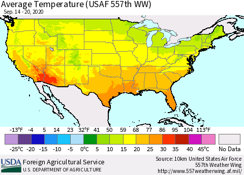 United States Average Temperature (USAF 557th WW) Thematic Map For 9/14/2020 - 9/20/2020