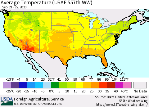 United States Average Temperature (USAF 557th WW) Thematic Map For 9/21/2020 - 9/27/2020