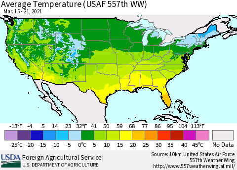 United States Average Temperature (USAF 557th WW) Thematic Map For 3/15/2021 - 3/21/2021