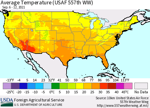United States Average Temperature (USAF 557th WW) Thematic Map For 9/6/2021 - 9/12/2021
