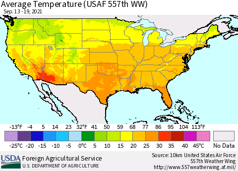 United States Average Temperature (USAF 557th WW) Thematic Map For 9/13/2021 - 9/19/2021
