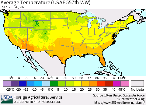 United States Average Temperature (USAF 557th WW) Thematic Map For 9/20/2021 - 9/26/2021